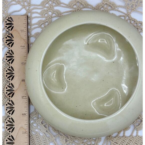 TWO Vintage Saucer Planters Bonsai Succulents Retro Green White MCM - Picture 8 of 8